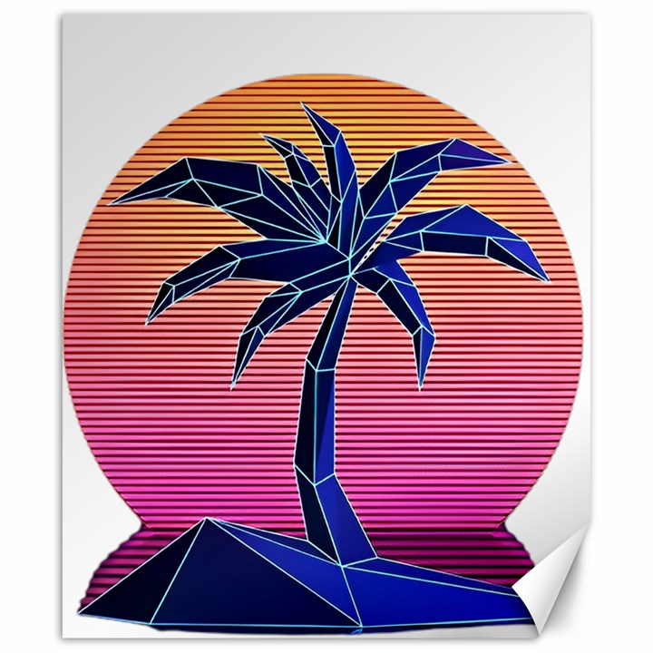 Abstract 3d Art Holiday Island Palm Tree Pink Purple Summer Sunset Water Canvas 20  x 24 