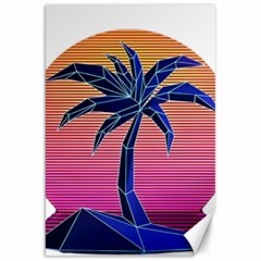 Abstract 3d Art Holiday Island Palm Tree Pink Purple Summer Sunset Water Canvas 20  X 30  by Cemarart