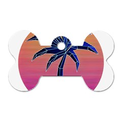 Abstract 3d Art Holiday Island Palm Tree Pink Purple Summer Sunset Water Dog Tag Bone (one Side) by Cemarart