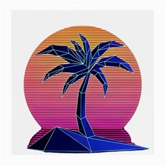 Abstract 3d Art Holiday Island Palm Tree Pink Purple Summer Sunset Water Medium Glasses Cloth (2 Sides) by Cemarart