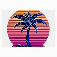 Abstract 3d Art Holiday Island Palm Tree Pink Purple Summer Sunset Water Large Glasses Cloth by Cemarart