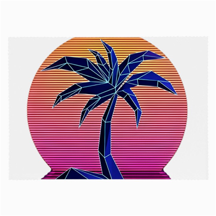 Abstract 3d Art Holiday Island Palm Tree Pink Purple Summer Sunset Water Large Glasses Cloth (2 Sides)