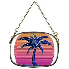 Abstract 3d Art Holiday Island Palm Tree Pink Purple Summer Sunset Water Chain Purse (one Side) by Cemarart