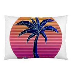 Abstract 3d Art Holiday Island Palm Tree Pink Purple Summer Sunset Water Pillow Case by Cemarart