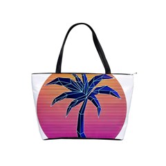 Abstract 3d Art Holiday Island Palm Tree Pink Purple Summer Sunset Water Classic Shoulder Handbag by Cemarart