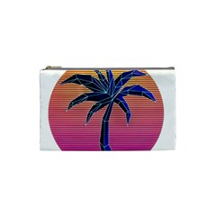 Abstract 3d Art Holiday Island Palm Tree Pink Purple Summer Sunset Water Cosmetic Bag (small) by Cemarart