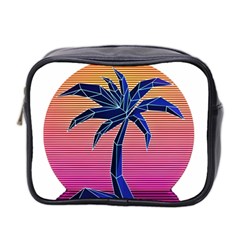 Abstract 3d Art Holiday Island Palm Tree Pink Purple Summer Sunset Water Mini Toiletries Bag (two Sides) by Cemarart