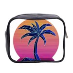 Abstract 3d Art Holiday Island Palm Tree Pink Purple Summer Sunset Water Mini Toiletries Bag (Two Sides) Back