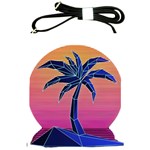 Abstract 3d Art Holiday Island Palm Tree Pink Purple Summer Sunset Water Shoulder Sling Bag Front