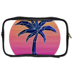 Abstract 3d Art Holiday Island Palm Tree Pink Purple Summer Sunset Water Toiletries Bag (one Side) by Cemarart