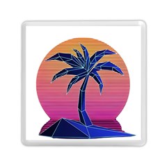 Abstract 3d Art Holiday Island Palm Tree Pink Purple Summer Sunset Water Memory Card Reader (square) by Cemarart