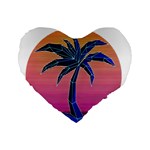 Abstract 3d Art Holiday Island Palm Tree Pink Purple Summer Sunset Water Standard 16  Premium Heart Shape Cushions Front