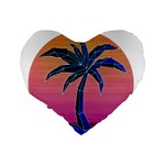 Abstract 3d Art Holiday Island Palm Tree Pink Purple Summer Sunset Water Standard 16  Premium Heart Shape Cushions Back