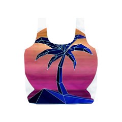 Abstract 3d Art Holiday Island Palm Tree Pink Purple Summer Sunset Water Full Print Recycle Bag (s) by Cemarart