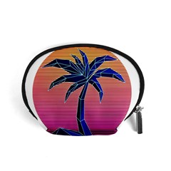 Abstract 3d Art Holiday Island Palm Tree Pink Purple Summer Sunset Water Accessory Pouch (small) by Cemarart