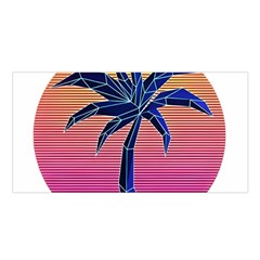 Abstract 3d Art Holiday Island Palm Tree Pink Purple Summer Sunset Water Satin Shawl 45  X 80  by Cemarart