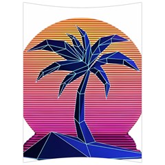 Abstract 3d Art Holiday Island Palm Tree Pink Purple Summer Sunset Water Back Support Cushion by Cemarart