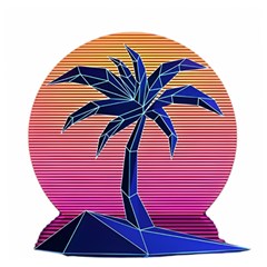 Abstract 3d Art Holiday Island Palm Tree Pink Purple Summer Sunset Water Wooden Puzzle Square by Cemarart