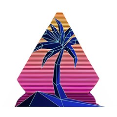 Abstract 3d Art Holiday Island Palm Tree Pink Purple Summer Sunset Water Wooden Puzzle Triangle by Cemarart