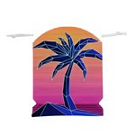 Abstract 3d Art Holiday Island Palm Tree Pink Purple Summer Sunset Water Lightweight Drawstring Pouch (S) Front