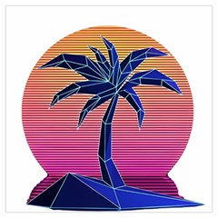 Abstract 3d Art Holiday Island Palm Tree Pink Purple Summer Sunset Water Lightweight Scarf  by Cemarart