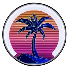 Abstract 3d Art Holiday Island Palm Tree Pink Purple Summer Sunset Water Wireless Fast Charger(black) by Cemarart