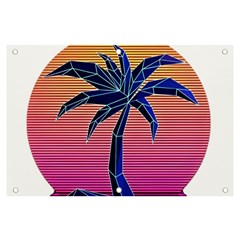 Abstract 3d Art Holiday Island Palm Tree Pink Purple Summer Sunset Water Banner And Sign 6  X 4  by Cemarart