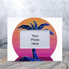 Abstract 3d Art Holiday Island Palm Tree Pink Purple Summer Sunset Water White Tabletop Photo Frame 4 x6  by Cemarart