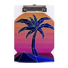 Abstract 3d Art Holiday Island Palm Tree Pink Purple Summer Sunset Water A5 Acrylic Clipboard by Cemarart