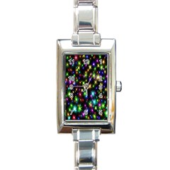 Star Colorful Christmas Abstract Rectangle Italian Charm Watch by Cemarart