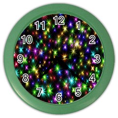 Star Colorful Christmas Abstract Color Wall Clock by Cemarart