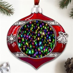 Star Colorful Christmas Abstract Metal Snowflake And Bell Red Ornament by Cemarart