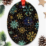 Gold Teal Snowflakes Ornament (Oval) Front