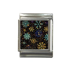 Gold Teal Snowflakes Italian Charm (13mm) by Grandong