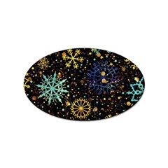 Gold Teal Snowflakes Sticker Oval (10 Pack) by Grandong