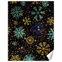 Gold Teal Snowflakes Canvas 12  X 16  by Grandong