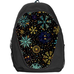 Gold Teal Snowflakes Backpack Bag by Grandong