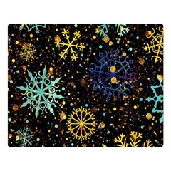 Gold Teal Snowflakes Two Sides Premium Plush Fleece Blanket (large) by Grandong