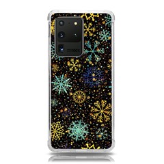 Gold Teal Snowflakes Samsung Galaxy S20 Ultra 6 9 Inch Tpu Uv Case by Grandong