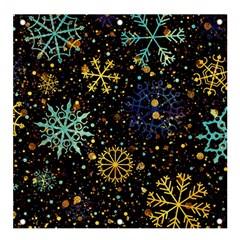 Gold Teal Snowflakes Banner And Sign 4  X 4  by Grandong