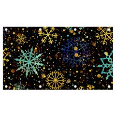 Gold Teal Snowflakes Banner And Sign 7  X 4  by Grandong