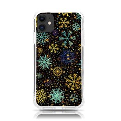 Gold Teal Snowflakes Iphone 11 Tpu Uv Print Case by Grandong