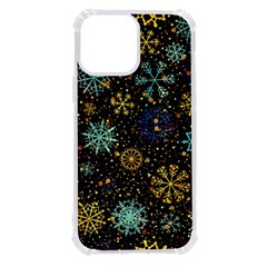 Gold Teal Snowflakes Iphone 13 Pro Max Tpu Uv Print Case by Grandong