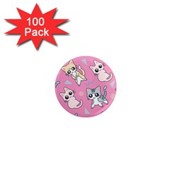 Cute Animal Little Cat Seamless Pattern 1  Mini Magnets (100 Pack)  by Grandong