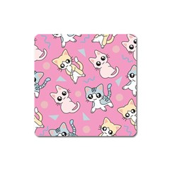 Cute Animal Little Cat Seamless Pattern Square Magnet by Grandong