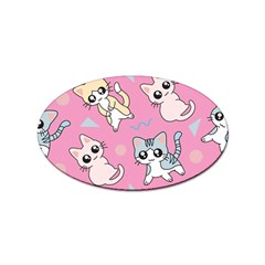 Cute Animal Little Cat Seamless Pattern Sticker Oval (100 Pack) by Grandong