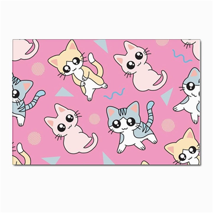 Cute Animal Little Cat Seamless Pattern Postcard 4 x 6  (Pkg of 10)