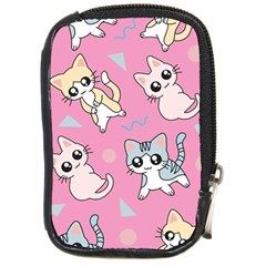 Cute Animal Little Cat Seamless Pattern Compact Camera Leather Case by Grandong