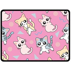 Cute Animal Little Cat Seamless Pattern Fleece Blanket (large) by Grandong