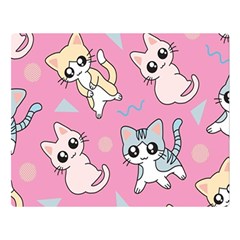 Cute Animal Little Cat Seamless Pattern Two Sides Premium Plush Fleece Blanket (large) by Grandong